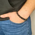 Bransoletka męska turmalin lawa wulkaniczna talizman amulet ochrona siła